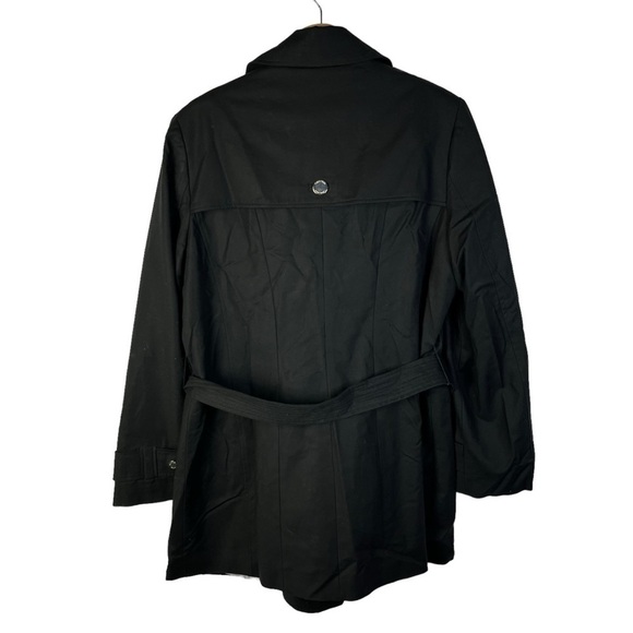 Calvin Klein Black Asymmetrical Zip Belted Trench Coat L - Picture 2 of 4